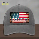 In God We Trust American Flag Novelty License Plate Hat Unconstructed Cotton / Charcoal