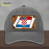 Croatia Flag Scroll Novelty License Plate Hat Unconstructed Cotton / Charcoal