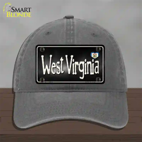 West Virginia Flag Script Novelty License Plate Hat Unconstructed Cotton / Charcoal