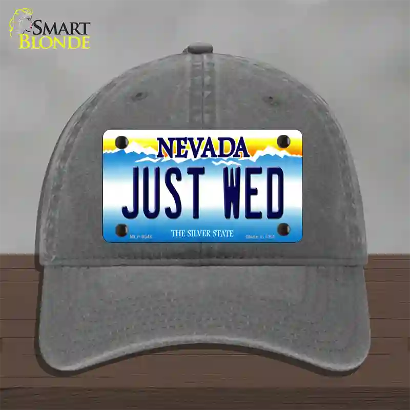 Just Wed Nevada Novelty License Plate Hat Unconstructed Cotton / Charcoal