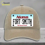 Fort Smith Arkansas Novelty License Plate Hat Unconstructed Cotton / Khaki