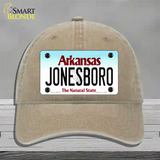 Jonesboro Arkansas Novelty License Plate Hat Unconstructed Cotton / Khaki