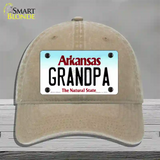 Grandpa Arkansas Novelty License Plate Hat Unconstructed Cotton / Khaki