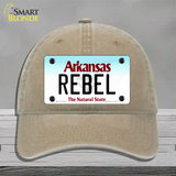 Rebel Arkansas Novelty License Plate Hat Unconstructed Cotton / Khaki