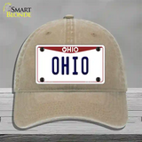 Ohio Maroon Novelty License Plate Hat Unconstructed Cotton / Khaki
