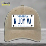 N Joy VA Virginia Novelty License Plate Hat Unconstructed Cotton / Khaki