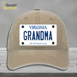 Grandma Virginia Novelty License Plate Hat Unconstructed Cotton / Khaki