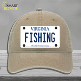 Fishing Virginia Novelty License Plate Hat Unconstructed Cotton / Khaki