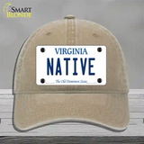 Native Virginia Novelty License Plate Hat Unconstructed Cotton / Khaki