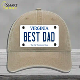 Best Dad Virginia Novelty License Plate Hat Unconstructed Cotton / Khaki