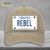 Rebel Virginia Novelty License Plate Hat Unconstructed Cotton / Khaki