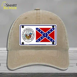 Confederate Flag Arkansas Seal Novelty License Plate Hat Unconstructed Cotton / Khaki