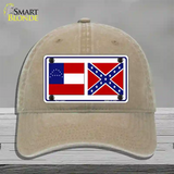 Confederate Robert E Lee Flag Novelty License Plate Hat Unconstructed Cotton / Khaki