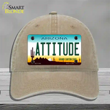 Arizona Attitude Novelty License Plate Hat Unconstructed Cotton / Khaki