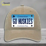 Go Huskies Connecticut Novelty License Plate Hat Unconstructed Cotton / Khaki