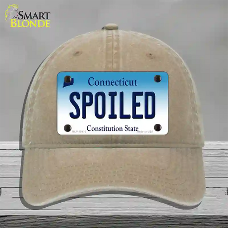 Spoiled Connecticut Novelty License Plate Hat Unconstructed Cotton / Khaki