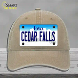 Cedar Falls Iowa Novelty License Plate Hat Unconstructed Cotton / Khaki