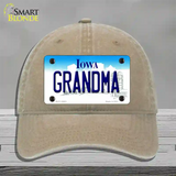 Grandma Iowa Novelty License Plate Hat Unconstructed Cotton / Khaki