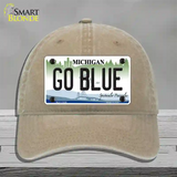 Go Blue Michigan Novelty License Plate Hat Unconstructed Cotton / Khaki