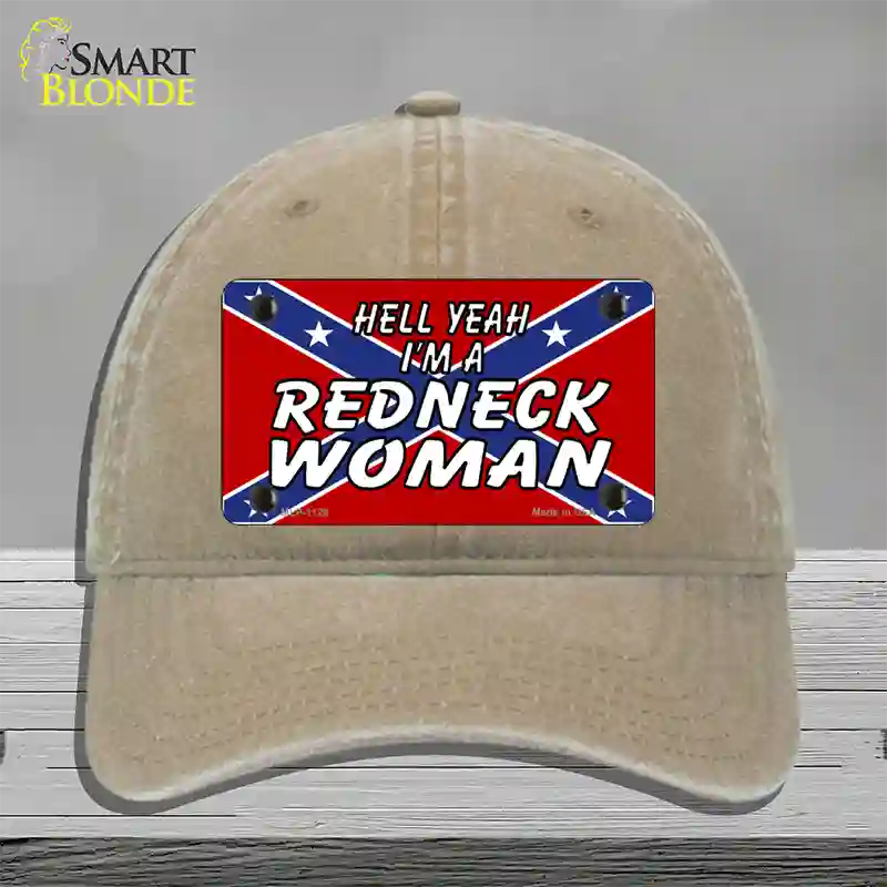Redneck Woman Novelty License Plate Hat Unconstructed Cotton / Khaki