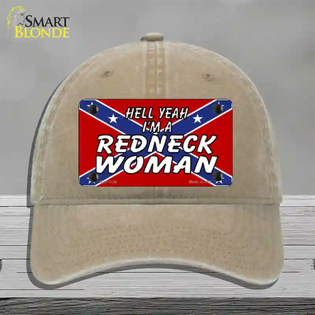 Redneck Woman Novelty License Plate Hat Unconstructed Cotton / Khaki