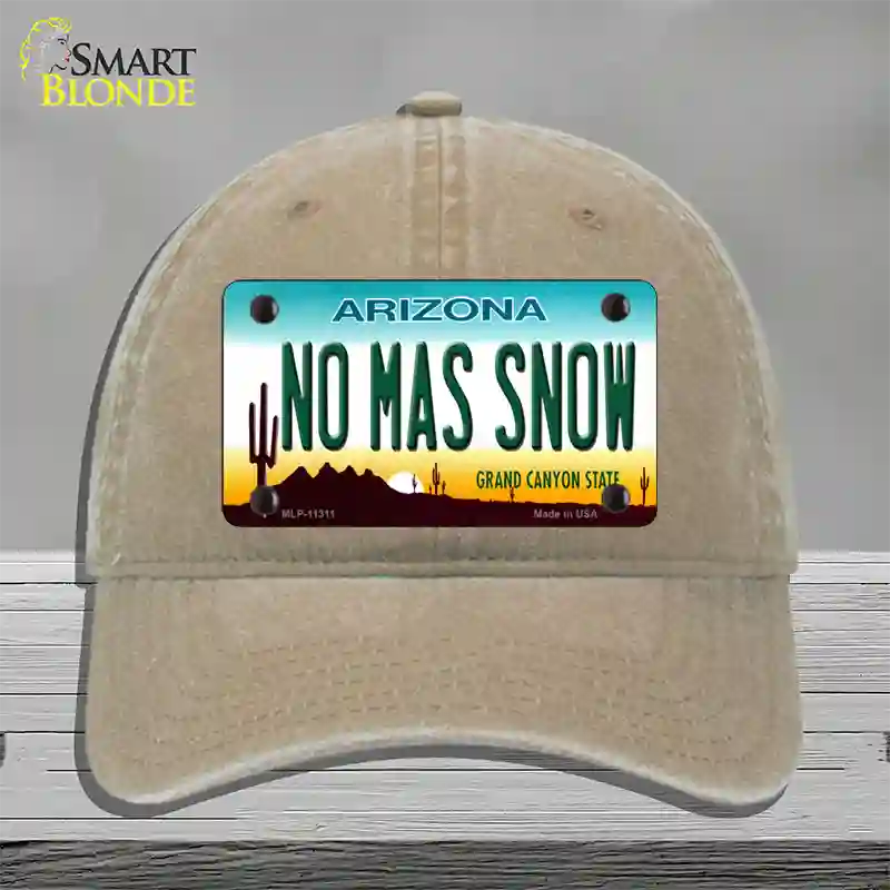 No Mas Snow Novelty License Plate Hat Unconstructed Cotton / Khaki