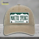 Manitou Springs Colorado Novelty License Plate Hat Unconstructed Cotton / Khaki