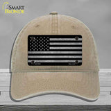 American Flag Black and Gray Novelty License Plate Hat Unconstructed Cotton Khaki