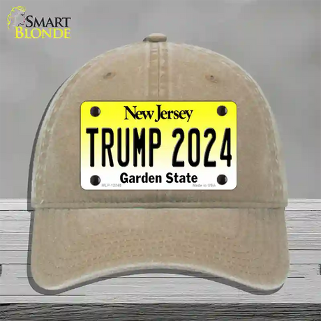Trump 2024 New Jersey Novelty License Plate Hat Unconstructed Cotton / Khaki