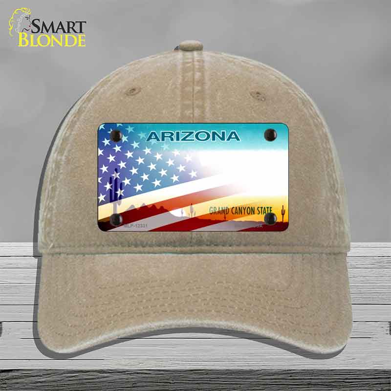 Arizona with American Flag Novelty License Plate Hat HAT-MLP-12331