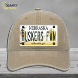 Huskers Fan Novelty License Plate Hat Unconstructed Cotton / Khaki