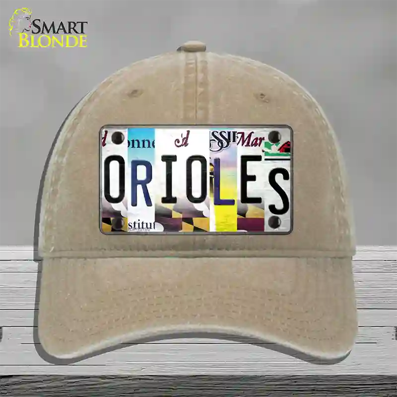 Orioles Strip Art Novelty License Plate Hat Tag Unconstructed Cotton Khaki