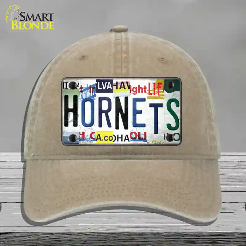 Hornets Strip Art Novelty License Plate Hat Tag Unconstructed Cotton Khaki