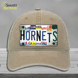 Hornets Strip Art Novelty License Plate Hat Tag Unconstructed Cotton Khaki