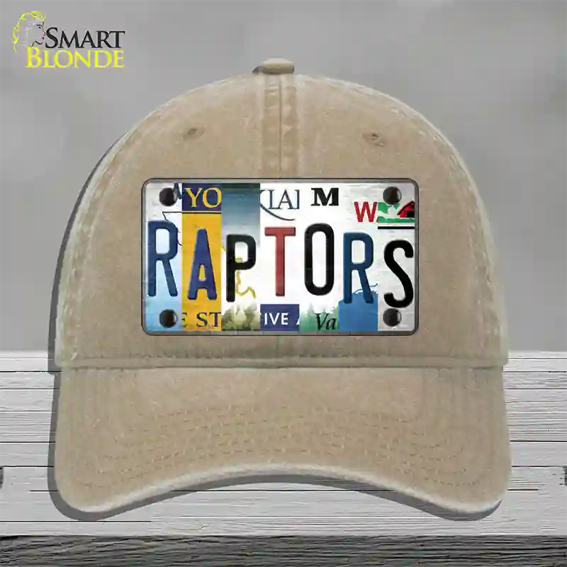 Raptors Strip Art Novelty License Plate Hat Tag Unconstructed Cotton Khaki