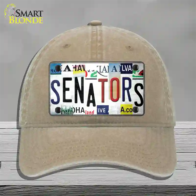 Senators Strip Art Novelty License Plate Hat Tag Unconstructed Cotton Khaki