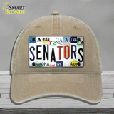 Senators Strip Art Novelty License Plate Hat Tag Unconstructed Cotton Khaki