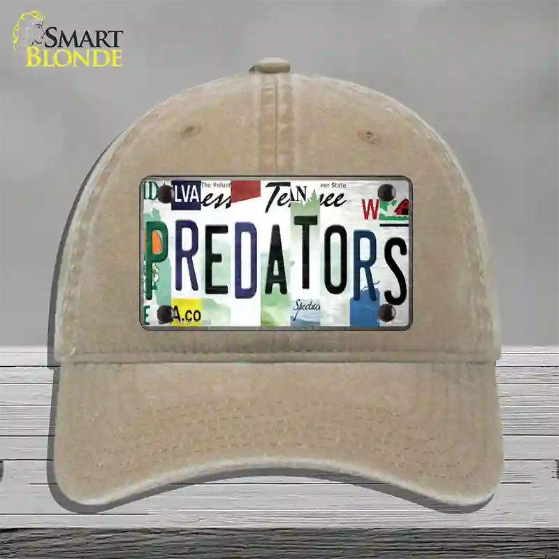 Predators Strip Art Novelty License Plate Hat Tag Unconstructed Cotton Khaki
