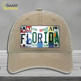 Florida Strip Art Novelty License Plate Hat Tag Unconstructed Cotton Khaki