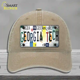 Georgia Tech Strip Art Novelty License Plate Hat Tag Unconstructed Cotton Khaki