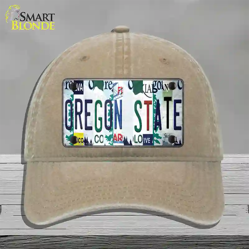 Oregon State Strip Art Novelty License Plate Hat Tag Unconstructed Cotton Khaki
