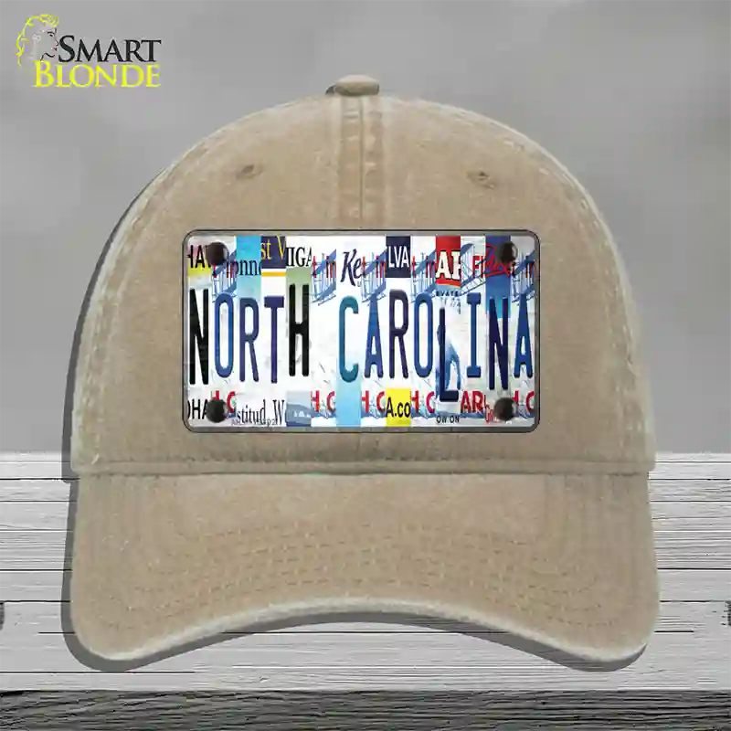 North Carolina Strip Art Novelty License Plate Hat Tag Unconstructed Cotton Khaki