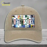 Northwestern Strip Art Novelty License Plate Hat Tag Unconstructed Cotton Khaki