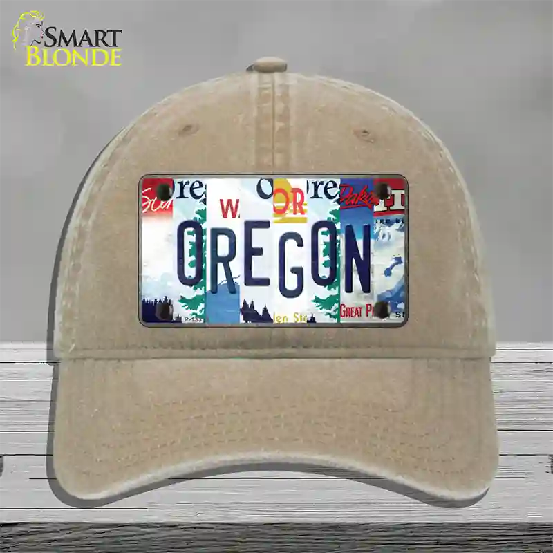 Oregon Strip Art Novelty License Plate Hat Tag Unconstructed Cotton Khaki