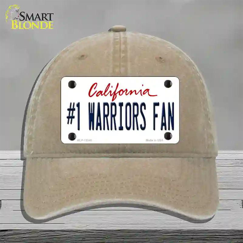 Number 1 Warriors Fan Novelty License Plate Hat Tag Unconstructed Cotton Khaki