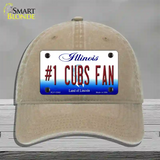 Number 1 Cubs Fan Novelty License Plate Hat Tag Unconstructed Cotton / Khaki