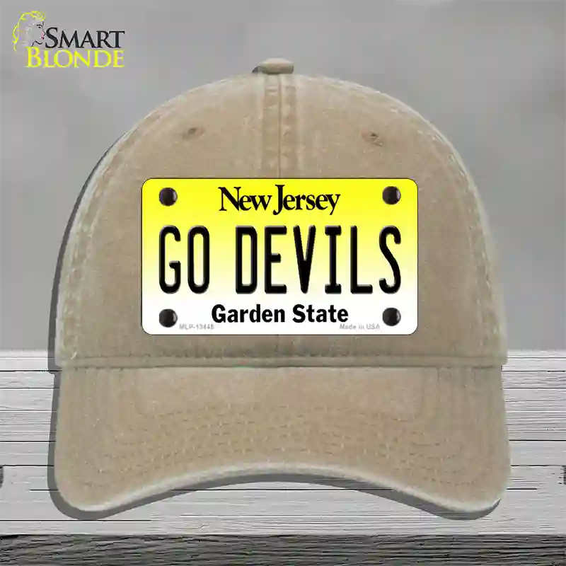 Go Devils Novelty License Plate Hat Tag Unconstructed Cotton / Khaki