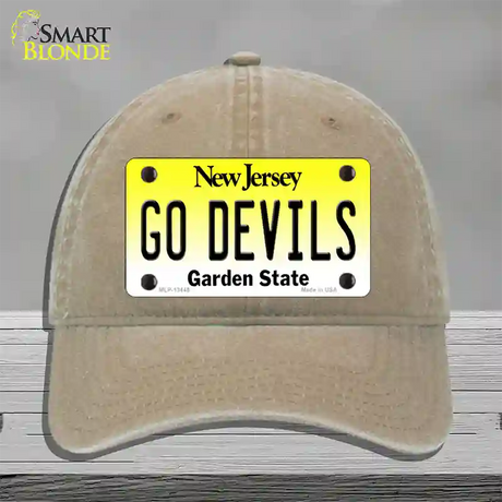 Go Devils Novelty License Plate Hat Tag Unconstructed Cotton / Khaki