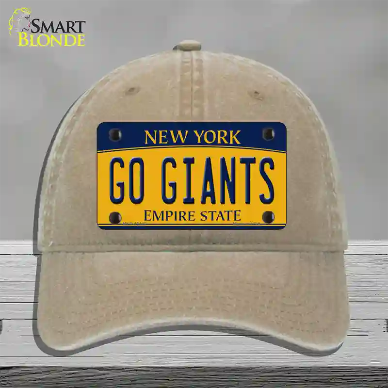 New York Go Giants Novelty License Plate Hat Tag Unconstructed Cotton Khaki