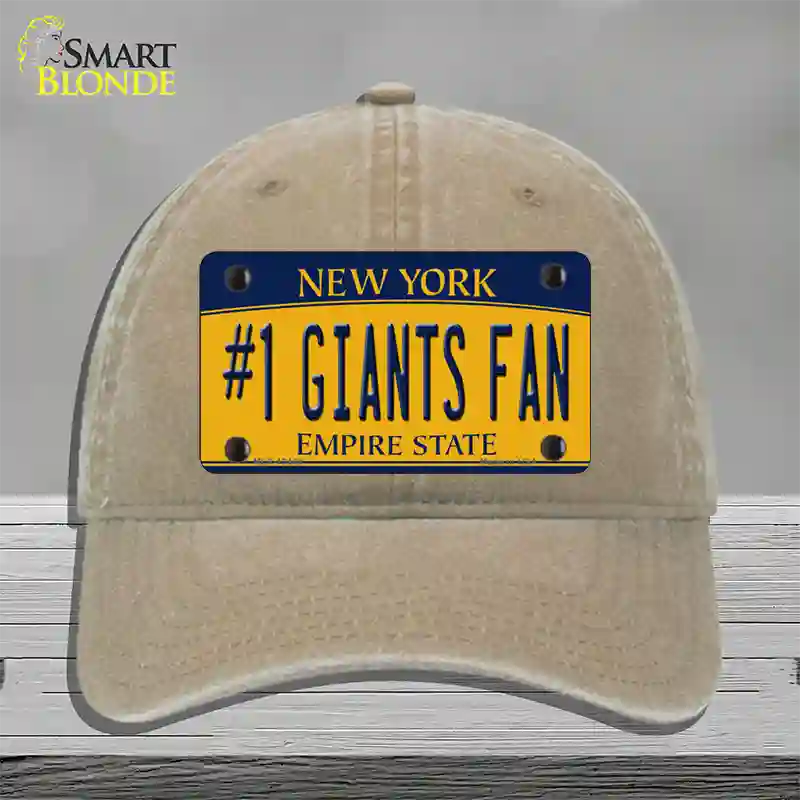 Number 1 Giants Fan New York Novelty License Plate Hat Tag Unconstructed Cotton Khaki
